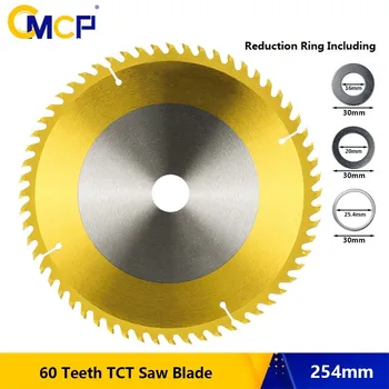 CMCP 254mm Schneiden Werkzeug Kreissäge Klinge Disc, 60 Zähne TCT Sägeblatt mit Zinn-Beschichtung Holz Trennscheibe Hartmetall Sägeblatt
