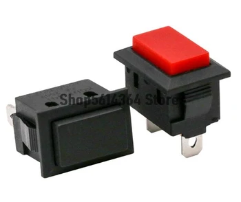 6A 2 Pin SPST Rechteck Momentary Push Button Schalter Rot/Schwarz Kopf 15*21MM KCD1-101 2pcs