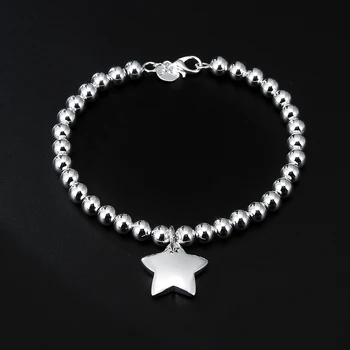 925 sterling Silber 4MM Perlen Kette Sterne Anhänger Armbänder für Frauen Mode Designer Party Hochzeit Zubehör Schmuck Geschenke