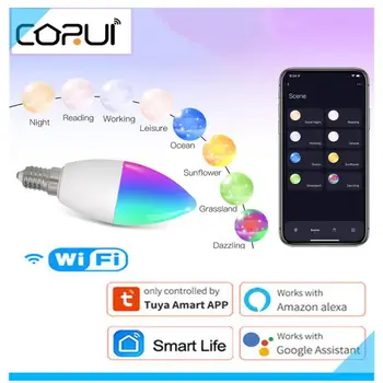 CORUI TUYA Smart WiFi E14 Dimmbare Magie RGBCW 100-240V LED-Lampe Smart Lebensdauer Kompatibel Mit Alexa Google Home Yandex Alice