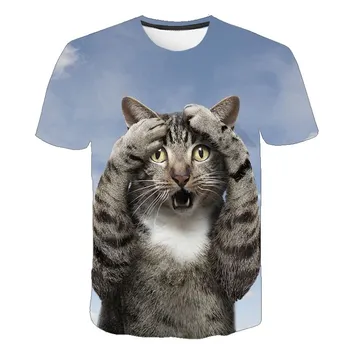 New Cute Cat Herren-Damen-Kinder-T-Shirts Cartoon Tiere 3d Gedruckt Original Street Style Atmungsaktiv Leichte Sommer Sport Tops