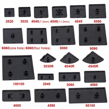 10PCS Schwarz Nylon, Aluminium Profil End Kappe Abdeckung Platte für 2020/2040/3030/4040/4080/4545/5050/6060/100100 EU-Aluminium-Extrusion
