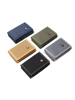 Men 3-fold Geldbörse Volltonfarbe Leinwand Brieftaschen mit Klettverschluss Mode Karte Halter Pack