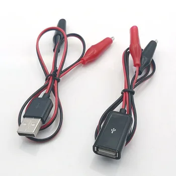 Alligator Test Clips Clamp auf USB Stecker Buchse Stecker Kabel Krokodil Elektrische Clip Power Supply Extension Wire Adapter