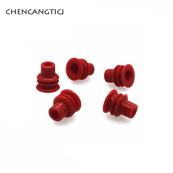 100 Pcs Auto Stecker Rot Gummi Pisse Ring-Dichtung Spule 2,2 MM Kabelbaum-Gummi-Stecker für Wasserdichte