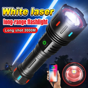 Neueste Weiß Laser Super Leistungsstarke Taschenlampe 6800LM Wiederaufladbare Taschenlampe XHP90.2 High-Power-LED-Taschenlampe Taktische Laterne
