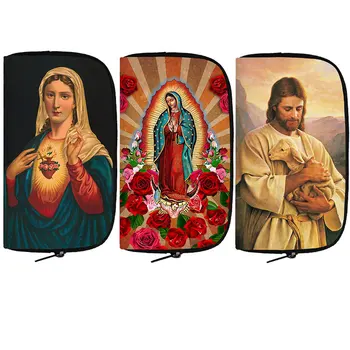 Unsere Dame von Guadalupe-Symbol Drucken Brieftasche Frauen Mary Religion Geldbörsen Kreditkarte Kopfhörer Telefon Geld Tasche Halter Lange Münze Taschen