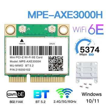 Tri-Band-5374Mbps WiFi-6E-AX210 Mpe-AXE3000H/ AC7265 Wireless Card BT 5.3 Für Mini-PCIE Wi-Fi Adapter Für Win10 Desktop/Laptop