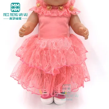 Puppe Kleidung für 43 cm-45 cm Spielzeug neue geboren Puppe und amerikanischen Puppe Rosa Prinzessin Kleid baby Spitzenkleid