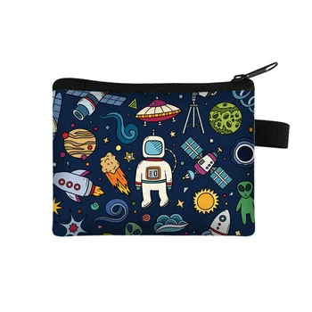 Weltraum-Astronauten-Muster Geldbörse Weiblichen Brieftaschen Frauen Zipper Münze Geldbörsen Kinder Lagerung Tasche Taschen Weihnachten Geschenk