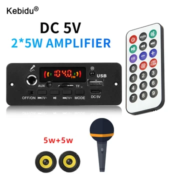 Kebidu 10W Digitaler Verstärker MP3 Decoder Board DC 5V Bluetooth 5.0 FM-Unterstützung Mikrofon-Auto MP3 Player mit Fernbedienung