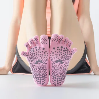 Fünf Toed Yoga-Socken Baumwolle Dot Silikon Non-slip Frauen Hohe Qualität Pilates Toe-Socken