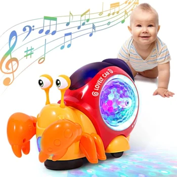 Crawling Crab Baby-Spielzeug mit Musik und LED-Licht Toddler Interaktive Entwicklung Spielzeug Walking Bauch Zeit Spielzeug für Babys Mädchen