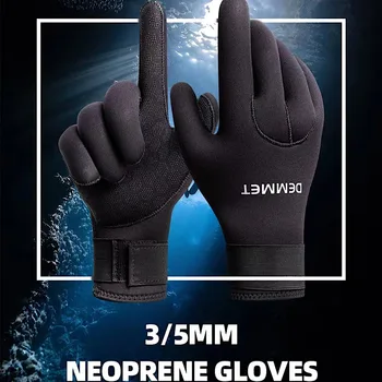 DEMMET Tauchen Handschuhe 3/5MM Neopren Fünf Finger Warme Neoprenanzug Winter-Handschuhe für Scuba Tauchen Schnorcheln Surfen