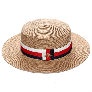 Klassische Stroh Hut für Frauen Retro goldene Gewebt Spitze Hut Sommer breitkrempigen Sonnenschirm Flachen Hut Mode Strand Eimer Hut Kappe