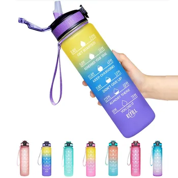 1 Liter Wasser Flasche für Mädchen Motivational Sport Wasser Flasche Auslaufsicher Trinkflaschen Outdoor Reisen Fitness-Studio Fitness-Krug Küche