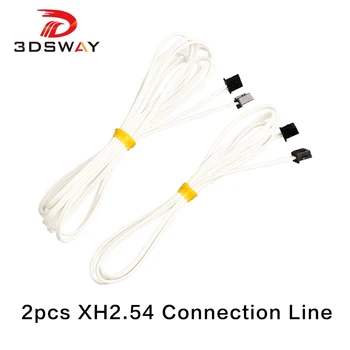3DSWAY 2pcs/lot 3D Drucker Teile XH2.54 2PIN Verbindung Linie Weiß Hohe Temperatur Beständig Flexible Draht 1M 2meter