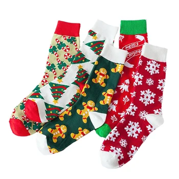 Weihnachten Socken Baumwolle Winter Nette Deer Santa Claus Schneemann-Karikatur-Druck-Cristmas Dekoration Mittleren Rohr Socken Weihnachten Geschenke