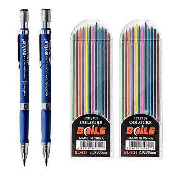 2,0 mm Mechanische Bleistift Set 2B Automatische Bleistifte mit Schwarz/Farbe Blei Minen für Student Zeichnung Schreiben Schreibwaren