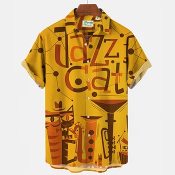 Unisex-2022-Musik-Sommer-Mode Männer Shirts Männer Retro Hawaiian Shirt 3d Casual Kurzen Ärmeln Lose Atmungsaktiv Top T-Shirts Männer