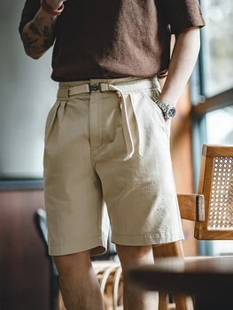 Maden 2023 Sommer Shorts für Mann, amerikanischen Casual Wear Essential Snap Gürtel Männer Baumwolle Cargo-Shorts Amekaji Outdoor Kurze Hose