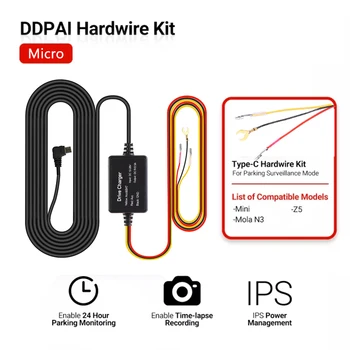 DDPAI 12/24V Micro-USB-Auto-Ladegerät 4M Hard Wire Hardwire Kit for DDPAI Mini / DDPAI Z5 / DDPAI N3 Dash Cam