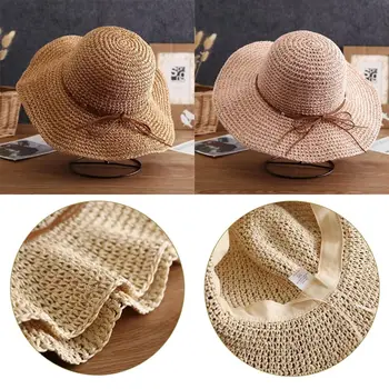 Faltbare Weibliche Chapeau UV-Schutz Für Dame Reisen Supply-Sonne-Hut Sommer-Hut Raffia Stroh Hut Strand Hut