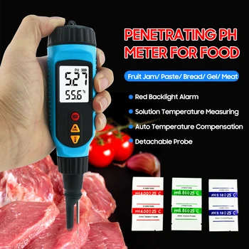 SMART SENSOR PH818M PH-Meter für Lebensmittel Verarbeitung 2 In 1 Lebensmittel-PH-Tester-Lösung Temperatur Meter LCD-Hintergrundbeleuchtung Digital PH-Meter