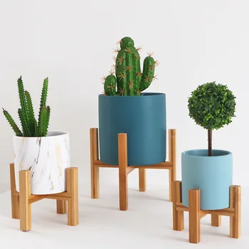 Durable Holz Pflanzer Topf Trays, Flower Pot Rack Starken freistehende Bonsai Holder Home 화분 Garten Innen Display Plant Stand