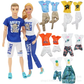 2 Pcs/Lot Kleidung Für Paar Barbiees Puppe Kleid Cartoon Rock &brautkleid, die Für Ken Barbiees Doll Wear Outfit Mädchen Geschenke