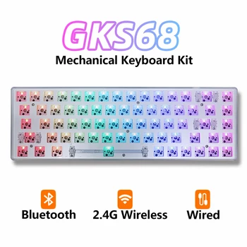 GKS68 Bluetooth 2,4 G Wireless Benutzerdefinierte Mechanische Tastatur Kit 60% hot-Swap-fähige RGB-Beleuchtete Leiterplatten-DIY 3-Modus