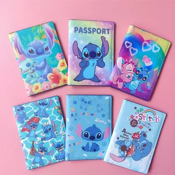 Disney Stitch Cartoon Passport Abdeckung Reise PU Leder ID Bank Karte Tasche Jungen und Mädchen Reisepass Kreditkarte Fall
