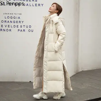 2022 Neue X-lange mit Kapuze Unten Baumwolle Winter Mantel Frauen Casual Dicke Parkas Mode Winter Jacke Warme Oberbekleidung Soild Weibliche Mäntel