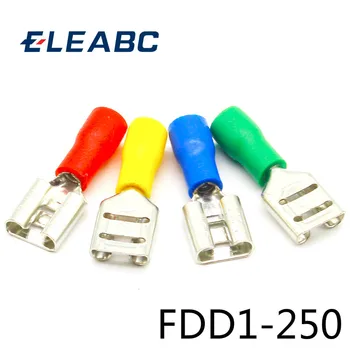 FDD1-250 Weibliche Isolierten Elektrischen Crimp Terminal für 22-16 AWG Anschlüsse Kabel Draht Stecker 100PCS/Pack FDD1.25-250 FDD