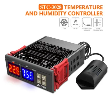 Dual Digital Thermostat Temperatur Feuchtigkeit Control STC-3028 Thermometer Hygrometer Inkubator Controller AC 220V DC 12V 24V