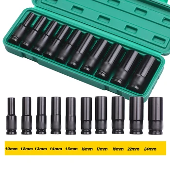 10Pcs 1/2 inch Drive Deep Impact Socket Set Heavy Metric Garage Werkzeug Für Wrench Adapter Hand Tool Set 8-24Mm