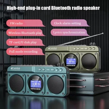 Tragbares Retro-Radio mit LED-Anzeige Wireless Bluetooth Lautsprecher Handheld Musik Player Unterstützung Wecker, Aufnahme