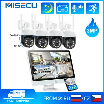 MISECU 3MP PTZ WIFI IP Kamera System Wireless Surveillance Kits Sicherheit Schutz Remote Monitor 8CH NVR Nacht Vision