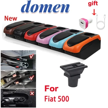 Für Fiat 500 Armlehne box Innere speziellen Retrofit-Teile Auto Armlehne box Zentrum Speicher box mit Tasse Halter USB Auto Zubehör