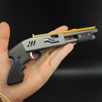 Lustige Anti-stress-Mini-shot-Gun-8 Kontinuierliche Legierung Gummi Band Gun Miniatur Modell Ornamente Spielzeug Kreative Geschenke
