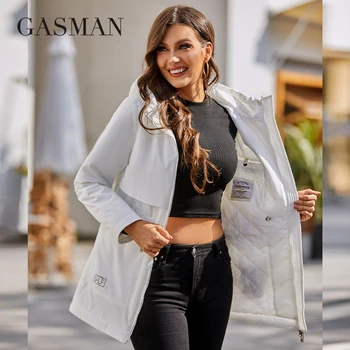 GASMAN 2022 Women ' s trench Coat Winddicht Jacke für Frauen Casual parkas Mid-Länge mit Kapuze Design Weibliche Baumwolle Kleidung 8250