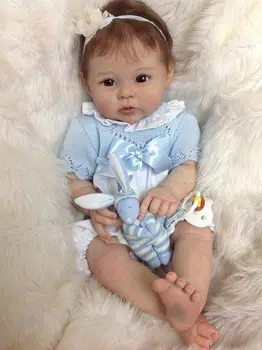 NPK 20inch Bereits Lackierte Fertige Reborn-Puppe Raven Lebensechte Weiche Touch Baby Mädchen Puppe 3D Haut Sichtbare Venen, die mit Root-Haar