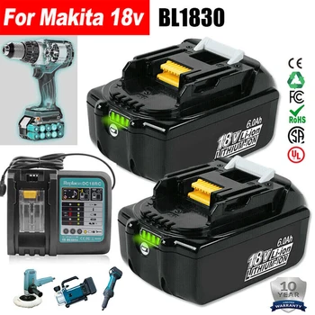 Für Makita 18V 6.0 Ah BL1860 LXT Lithium ion Akku + Ladegerät BL1830 BL1850 BL1840 BL1840B BL1830 BL1830B BL1815B Batterie
