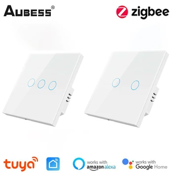 Tuya Zigbee Licht Schalter APP Voice Control Smart Hause Switch Panel Interruptor Wireless Touch Schalter Arbeit Mit Alexa Google Hause