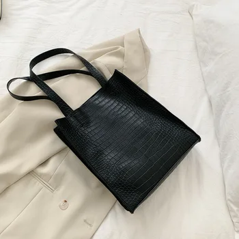 Krokodil Design-Handtaschen für Frauen 2020 Große Kapazität Schulter Crossbody Eimer Tasche PU Leder Weibliche Reise Tote