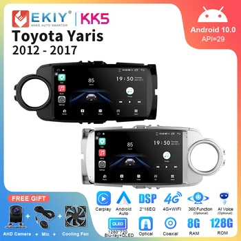 EKIY KK5 Auto Radio Autoradio Android 10 Für Toyota Yaris 2012-2017 GPS Navigation Multimedia Player Carplay Stereo 2 Din DVD-HU