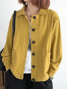 Frauen Casual Kurze Jacken Neue Ankunft 2022 Herbst koreanischen Stil Feste Farbe Alle-Spiel Lose Weibliche Baumwolle Oberbekleidung Mäntel D427