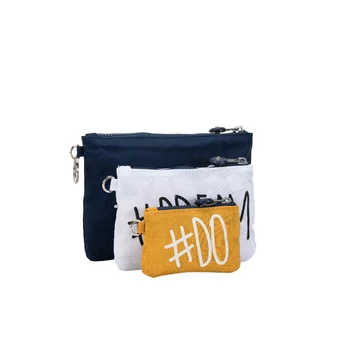 Frauen Mini Leinwand Münze Tasche 3 Pcs Set Täglichen Denim Storage Bag Kleine Clutch-Taschen Reißverschluss Geldbörse Geldbörsen Für Mädchen-Key-Card-Inhaber