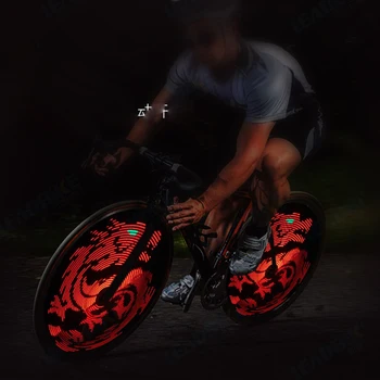 Programmierbare DIY Licht 64 LED RGB Fahrrad Rad Speichen Licht Wasserdichte Fahrrad Smart Lampe doppelseitige Anzeige Muster-Nacht-Zyklus
