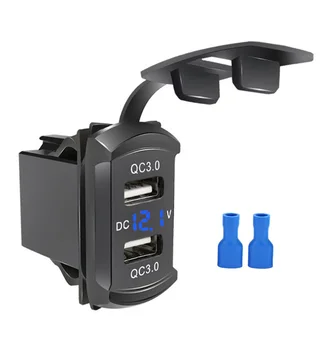 QC3.0 Dual USB Ports Auto Buchse Ladegerät 12-24V Voltmeter LED Wasserdichte Power Adapter Für Toyota Schnelle Lade Auto Zubehör
